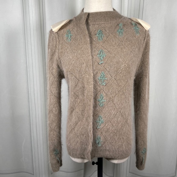 Vintage Stanley Blacker Angora Lambswool Embroidered Cardigan Medium - Picture 12 of 13